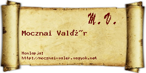 Mocznai Valér névjegykártya